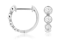 Load image into Gallery viewer, Bezel Set Petite Diamond Hugger Hoop Earrings