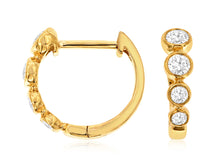 Load image into Gallery viewer, Bezel Set Petite Diamond Hugger Hoop Earrings
