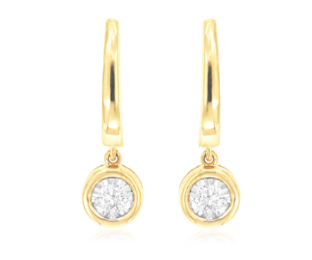Diamond Bezel Set Drop Earrings