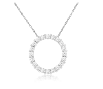 White Gold Diamond Circle Pendant Necklace