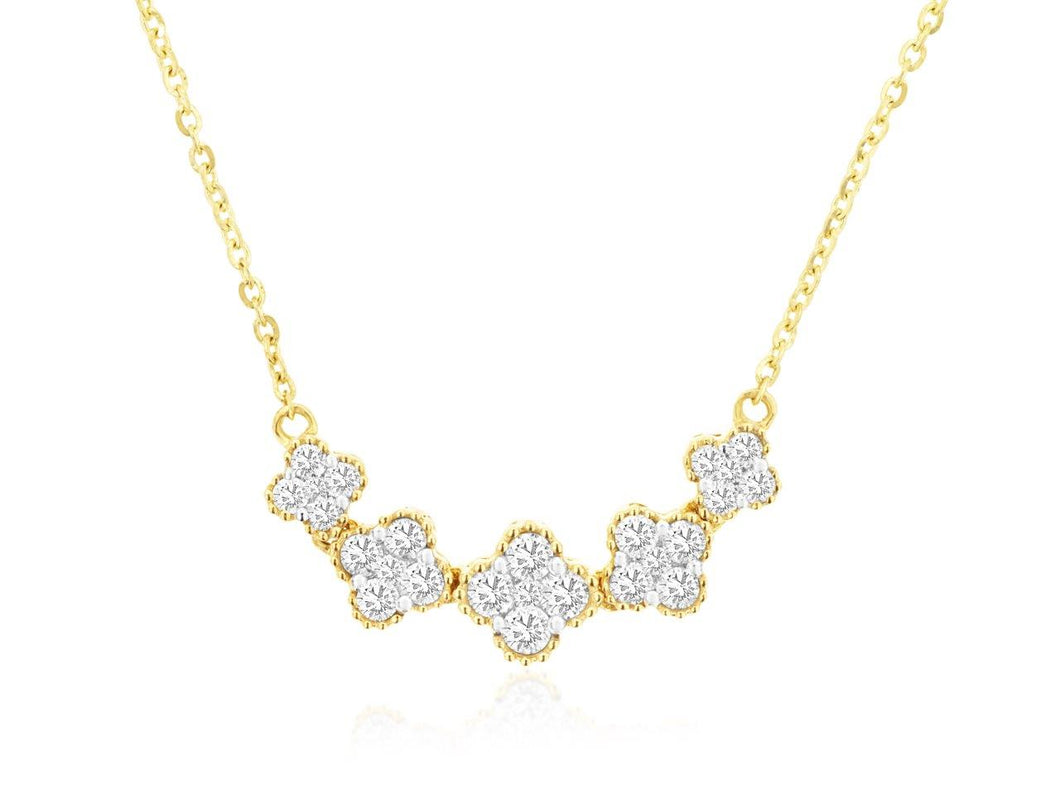 Diamond Clover Cluster Necklace