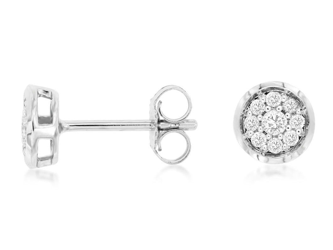 Bezel Set Diamond Cluster Stud Earrings