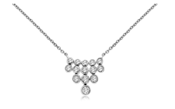 Bezel Set Diamond Cluster Necklace