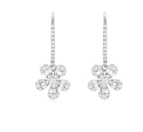 Diamond Flower Hoop Earrings