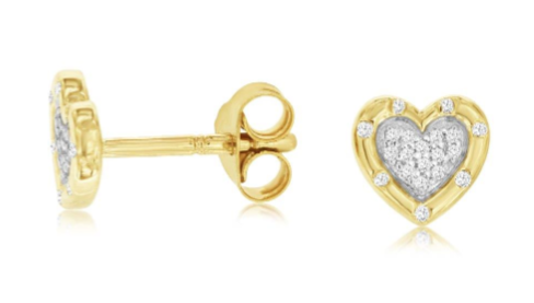 Pave Diamond Heart Stud Earrings