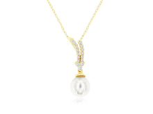 Load image into Gallery viewer, Diamond and Pearl Pendant Necklace
