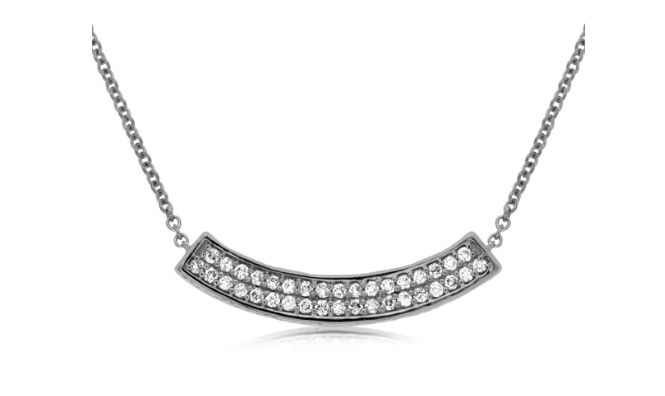 Double Row Diamond Curved Bar Necklace