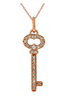 Rose Gold Diamond Key Pendant