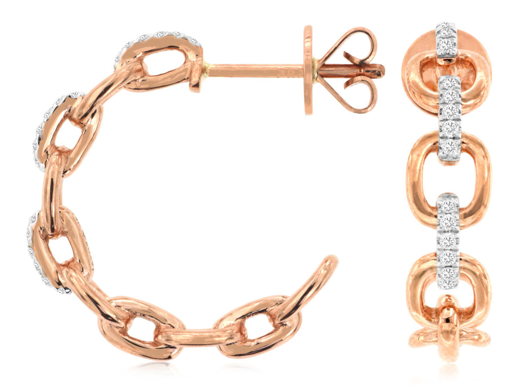 Rose Gold and Diamond Link Hoops