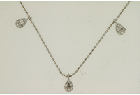 Hanging Teardrop Diamond Station Necklace