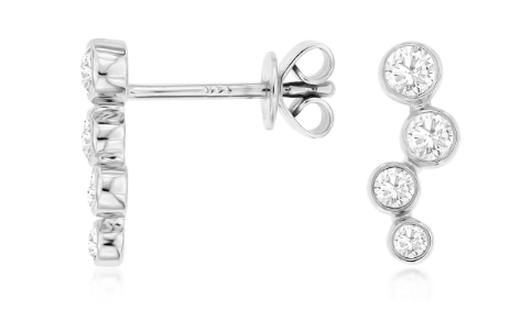 White Gold & Diamond Bezel Set Bubble Earring