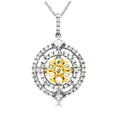 Yellow and White Diamond Circle Pendant