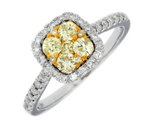 Load image into Gallery viewer, Yellow and White Diamond Halo Ring
